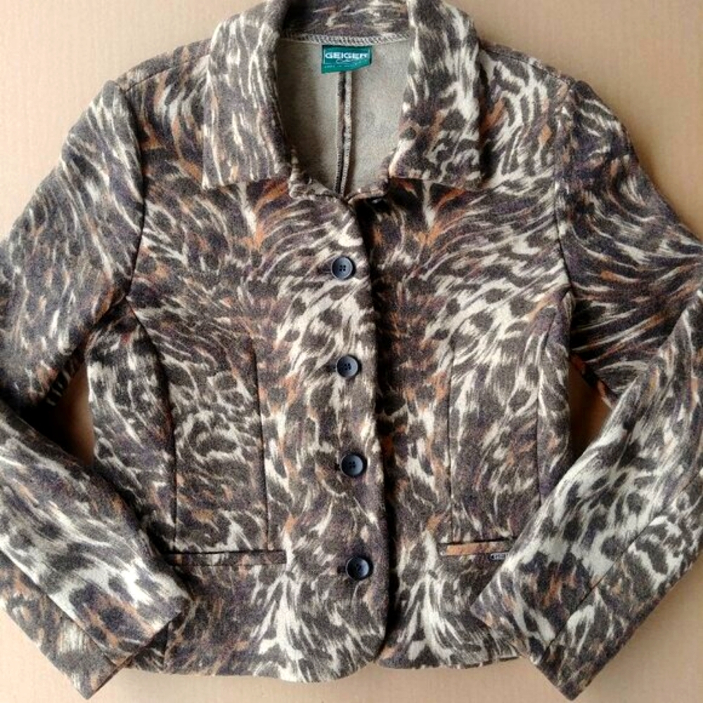Geiger made in Austria 100% wool unique animal print jacket brown approx…